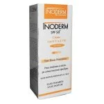 Étui blanc et orange Inoderm crème anti UVA-UVB SPF 50+ invisible