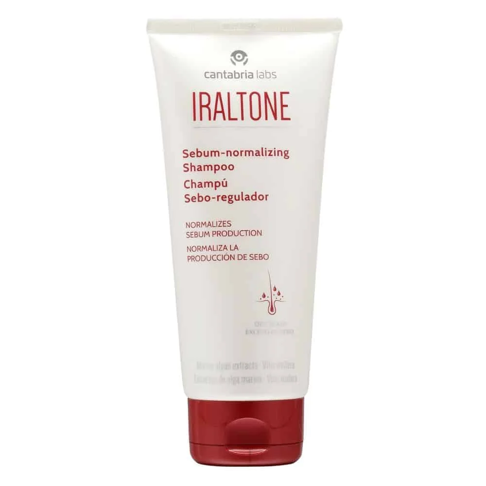 iraltone-shampoing-sebo-regulateur-200ml.jpg Tube blanc et rouge Cantabria Labs Iraltone Sebum-normalizing Shampoo 200 ml