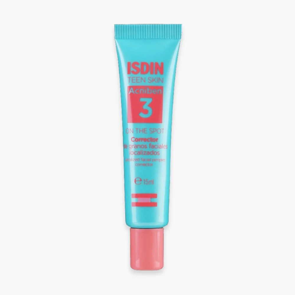 isdin-acniben-3-on-the-spot-gel-correcteur-boutons-15ml.jpg Tube turquoise ISDIN Acniben 3 On The Spot gel correcteur boutons 15 ml