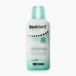 Flacon blanc et vert d'eau ISDIN Bexident Post bain de bouche chlorhexidine