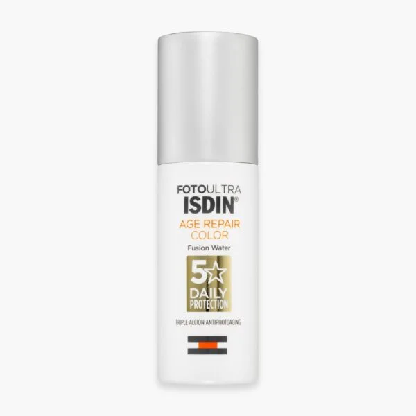Flacon pompe blanc ISDIN Fotoultra Age Repair Color Fusion Water 50 ml