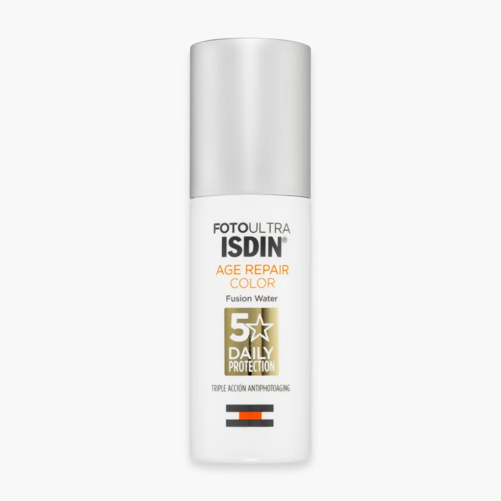 isdin-fotoultra-age-repair-color-fusion-water-solaire-teinte-anti-age-spf50-50ml.jpg Flacon pompe blanc ISDIN Fotoultra Age Repair Color Fusion Water 50 ml