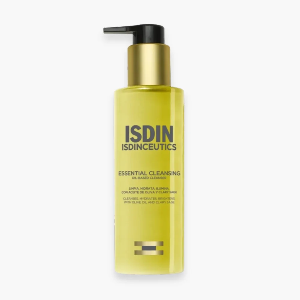isdin-isdinceutics-essential-cleansing-huile-nettoyante-200ml.jpg Flacon pompe jaune ISDIN Isdinceutics Essential Cleansing huile nettoyante 200ml