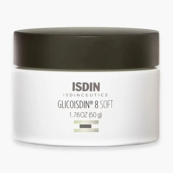 Pot blanc à couvercle foncé ISDIN Isdinceutics Glicoisdin 8 Soft 50g