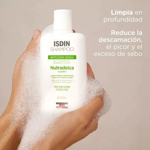 ISDIN Shampoo Shampoing Nutradeica Antipeliculaire Pellicules Grasses 200ml – photo 2