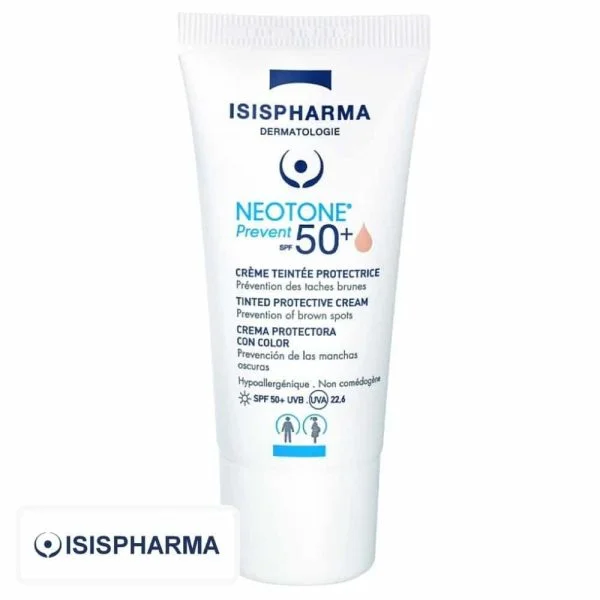 Tube blanc Isispharma Neotone Prevent SPF 50+ crème teintée protectrice 30 ml