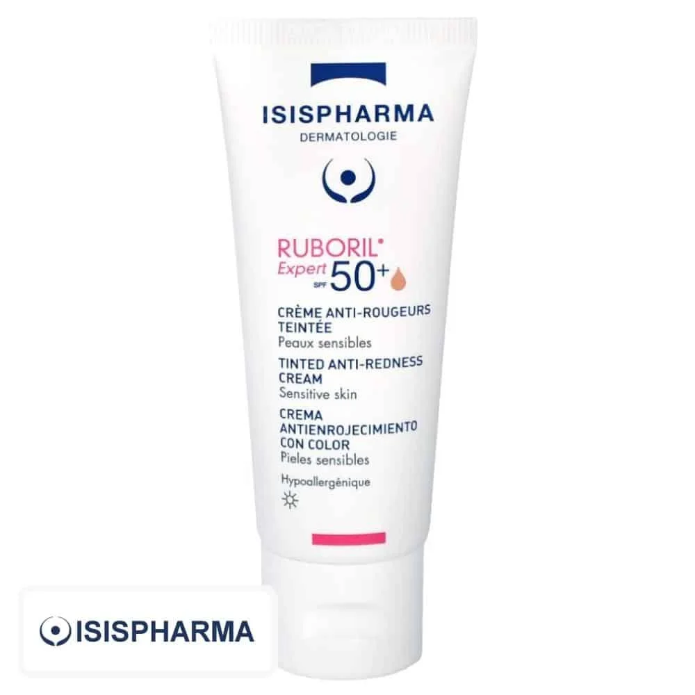 isispharma-ruboril-expert-spf50-creme-anti-rougeurs-teintee-40ml.jpg Tube blanc Isispharma Ruboril Expert SPF 50+ crème anti-rougeurs teintée visage