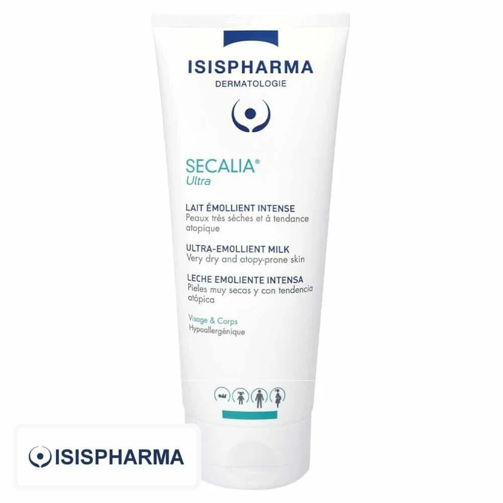 isispharma-secalia-ultra-lait-emollient-intense-200ml.jpg Tube blanc Isispharma Secalia Ultra lait émollient intense visage et corps