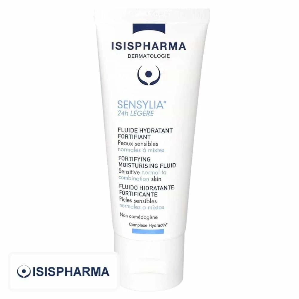 isispharma-sensylia-24h-legere-fluide-hydratant-fortifiant-40ml.jpg Tube blanc Isispharma Sensylia 24h Légère fluide hydratant fortifiant visage