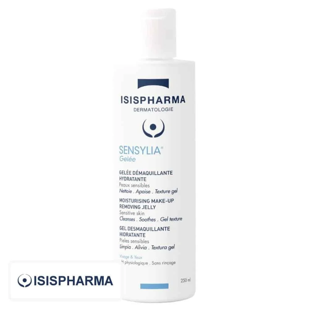 isispharma-sensylia-gelee-demaquillante-hydratante-250ml.jpg Flacon blanc Isispharma Sensylia gelée démaquillante hydratante 250 ml