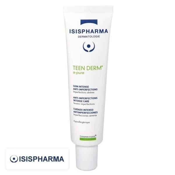 Tube blanc Isispharma Teen Derm Alpha-pure soin intense anti-imperfections 30 ml