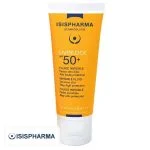 Tube orange Isispharma Uveblock SPF 50+ fluide invisible peaux sensibles 40 ml