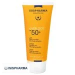 Tube orange Isispharma Uveblock SPF 50+ lait solaire peaux sensibles 100 ml