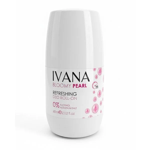 Roll-on blanc Ivana Bloomy Pearl, décor de perles roses, 60 ml