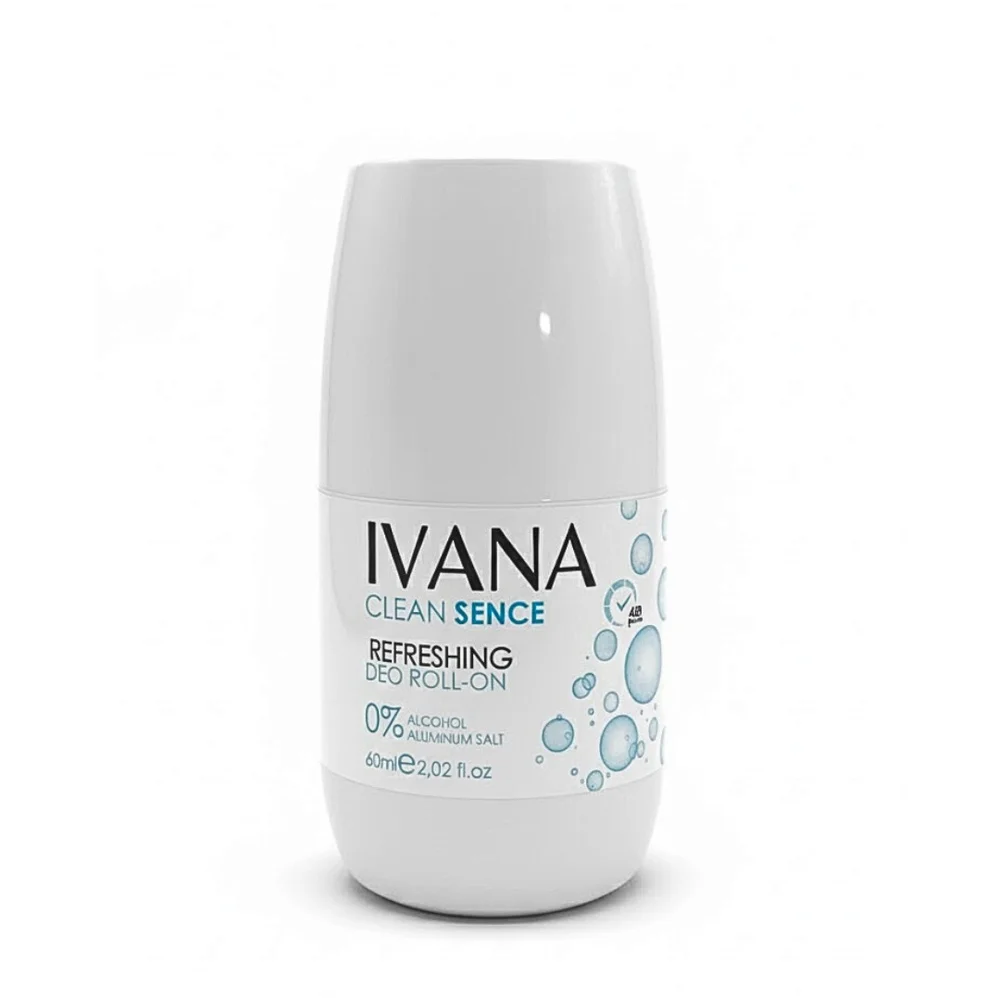 ivana-deodorant-clean-sence-48h-60ml.jpg Roll-on blanc Ivana Clean Sence, décor de bulles bleues, 60 ml