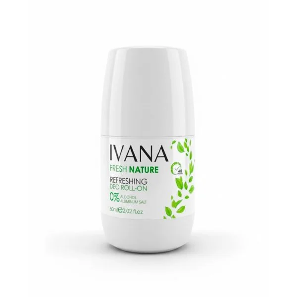 Roll-on blanc Ivana Fresh Nature, décor de feuilles vertes, 60 ml