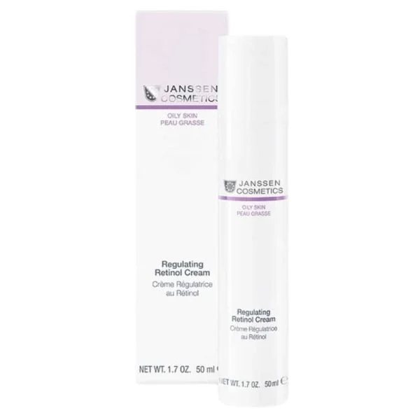 Flacon airless blanc Janssen Cosmetics Crème Régulatrice au Rétinol et son étui