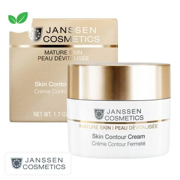 Pot blanc à couvercle doré Janssen Cosmetics Mature Skin crème contour fermeté