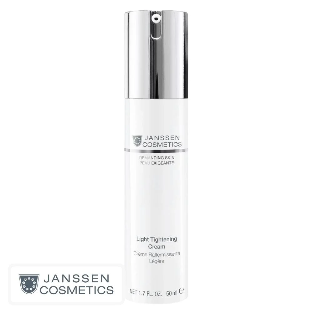 janssen-cosmetics-peau-exigeante-creme-raffermissante-legere-50ml.jpg Flacon pompe blanc à capot argenté Janssen Cosmetics crème raffermissante légère