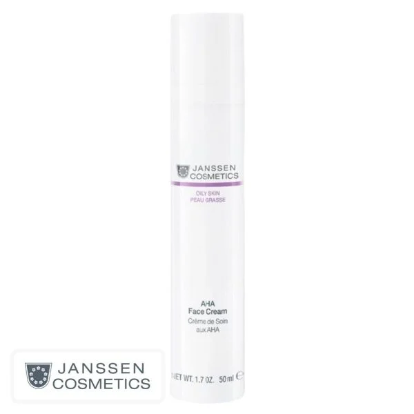 Flacon pompe blanc Janssen Cosmetics Oily Skin crème de soin aux AHA