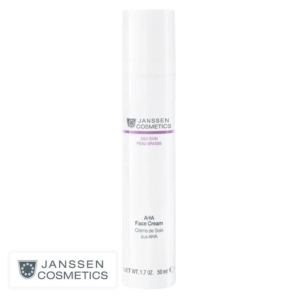 janssen-cosmetics-peau-grasse-creme-de-soin-aux-aha-50ml.jpg Flacon pompe blanc Janssen Cosmetics Oily Skin crème de soin aux AHA