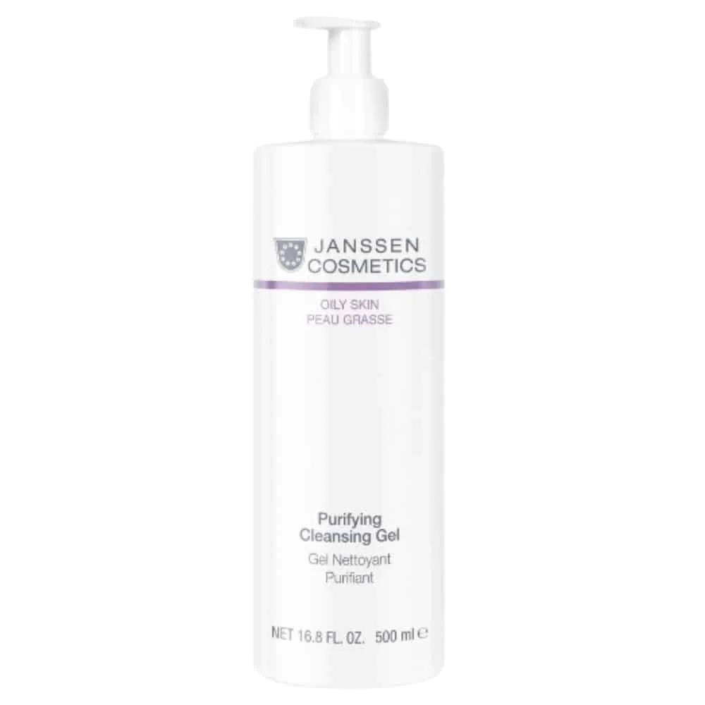 janssen-cosmetics-peau-grasse-gel-nettoyant-purifiant-500ml.jpg Grand flacon pompe blanc Janssen Cosmetics Gel Nettoyant Purifiant 500 ml