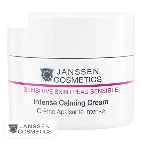 Pot blanc Janssen Cosmetics Sensitive Skin crème apaisante intense bandeau rose