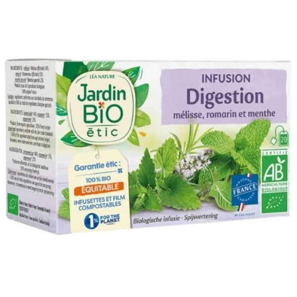 Boîte mauve Jardin Bio étic infusion digestion mélisse romarin menthe