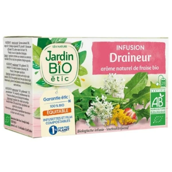 Boîte rose et verte Jardin Bio étic infusion draineur arôme fraise