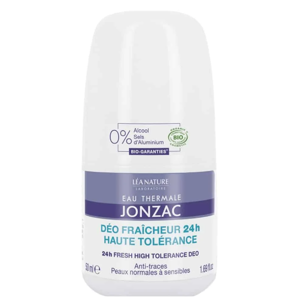 jonzac-rehydrate-deo-fraicheur-24h-haute-tolerance-bio-50ml.jpg Roll-on déodorant fraîcheur Eau Thermale Jonzac 50 ml, bille blanche