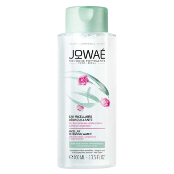 Grand flacon Jowaé eau micellaire démaquillante 400 ml, motif pivoines