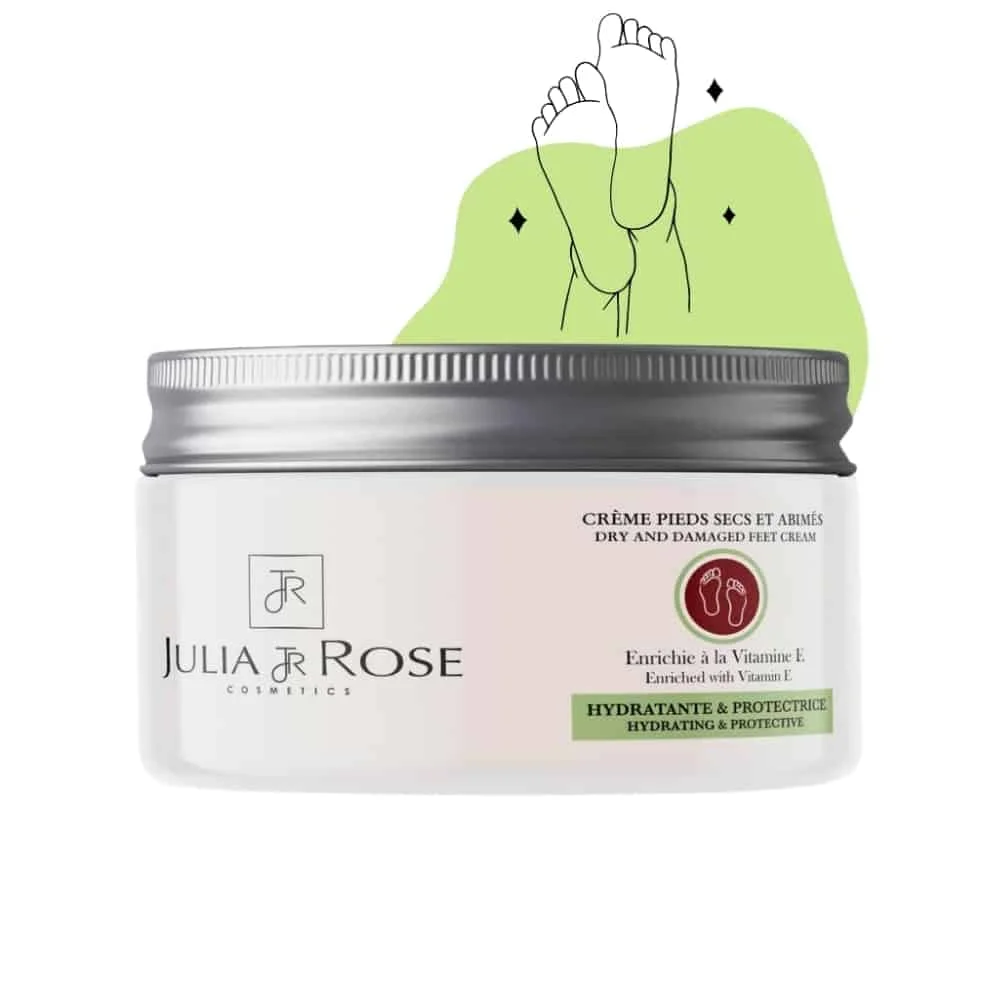 julia-et-rose-creme-pieds-secs-et-abimes-hydratante-et-protectrice-100ml.jpg Pot rosé Julia & Rose crème pieds secs et abîmés, couvercle métallique