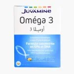 Boîte bleue et blanche Juvamine Oméga 3 EPA et DHA, 30 capsules