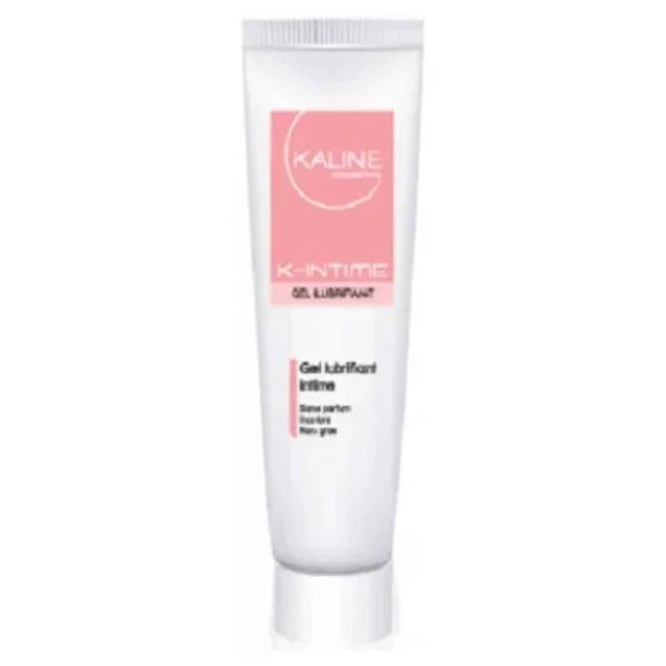 Tube blanc Kaline K-Intime gel lubrifiant intime, étiquette rose