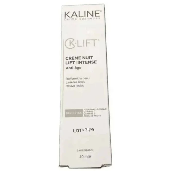 Étui blanc Kaline K-Lift crème nuit lift intense anti-âge 40 ml
