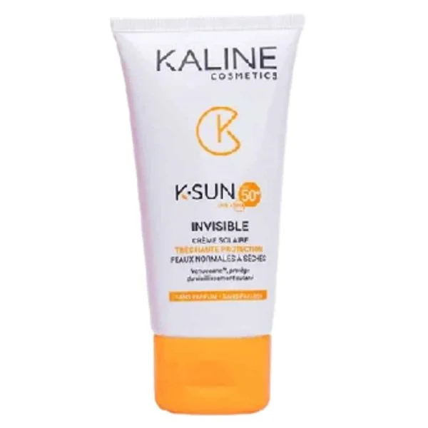 Tube blanc et orange Kaline K-Sun Invisible crème solaire SPF50+