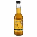 Bouteille en verre Kéfirade kéfir d'eau et de fruit gingembre, étiquette jaune illustrée