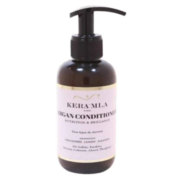 Flacon pompe ambré Kera'mla après-shampoing à l'huile d'argan 200 ml