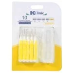 Blister jaune KClinic de dix brossettes interdentaires 1,5 mm avec boîtier