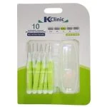 Blister vert KClinic de dix brossettes interdentaires 1,0 mm avec boîtier