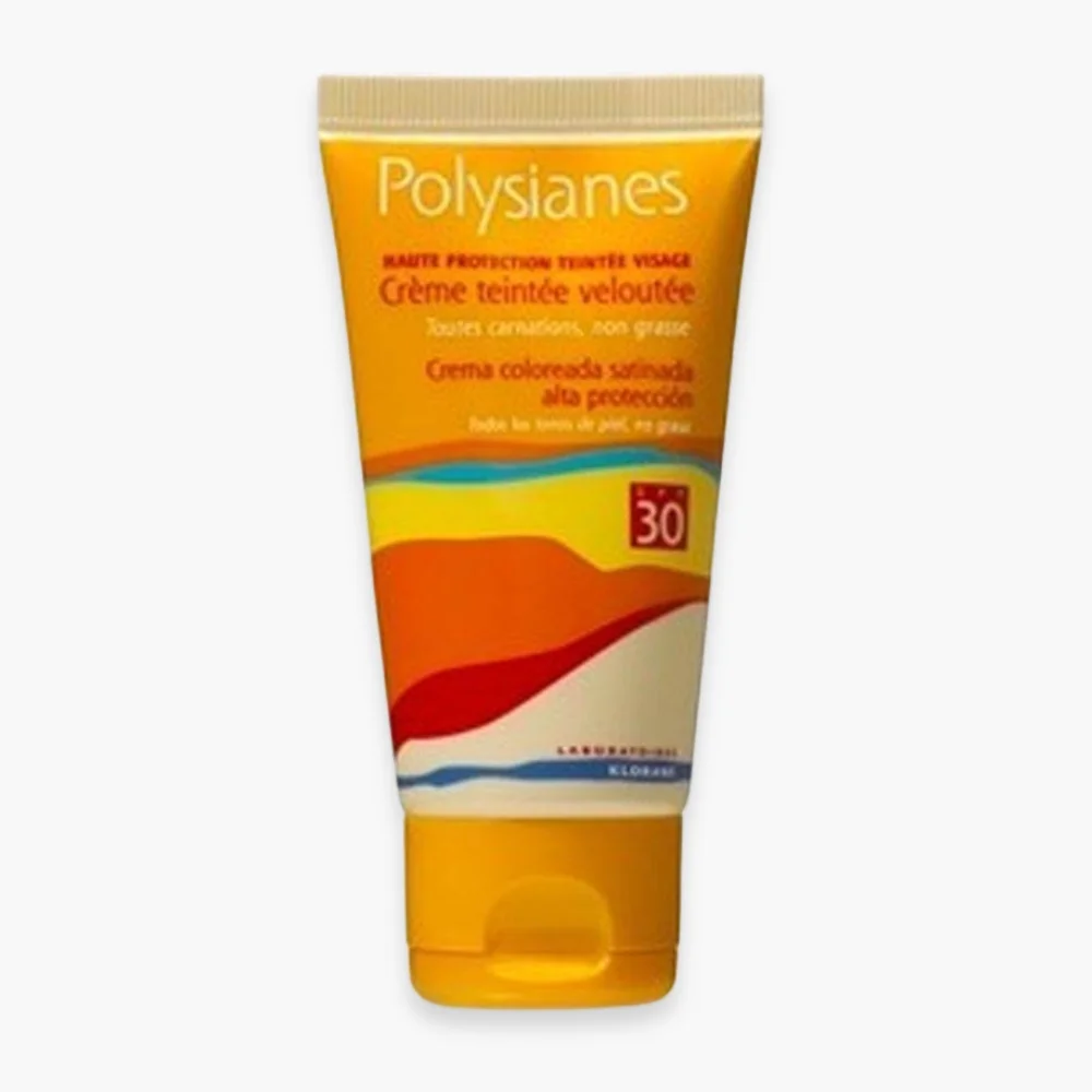 klorane-polysianes-creme-teintee-veloutee-spf30-50ml.jpg Tube orange Polysianes crème teintée veloutée SPF 30 visage
