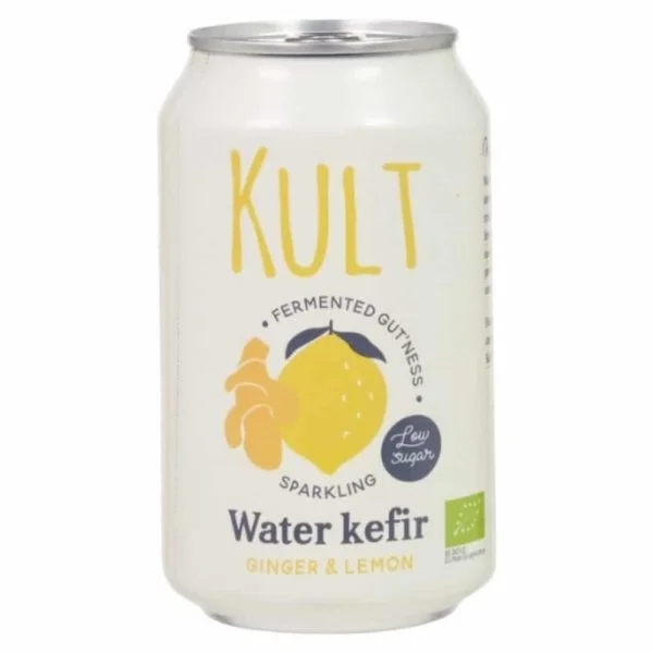 Canette blanche Kult kéfir d'eau gazeuse gingembre et citron bio 330 ml