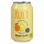 Canette jaune Kult kéfir d'eau gazeuse bio yuzu et mandarine 330 ml