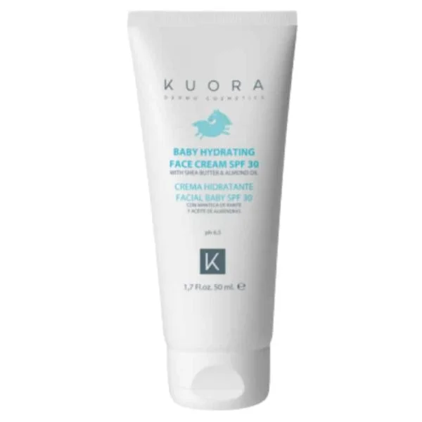 Tube blanc Kuora crème visage hydratante bébé SPF30 50 ml
