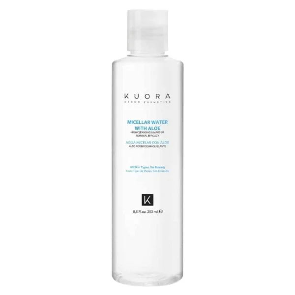 Flacon transparent Kuora eau micellaire à l'aloe vera 250 ml