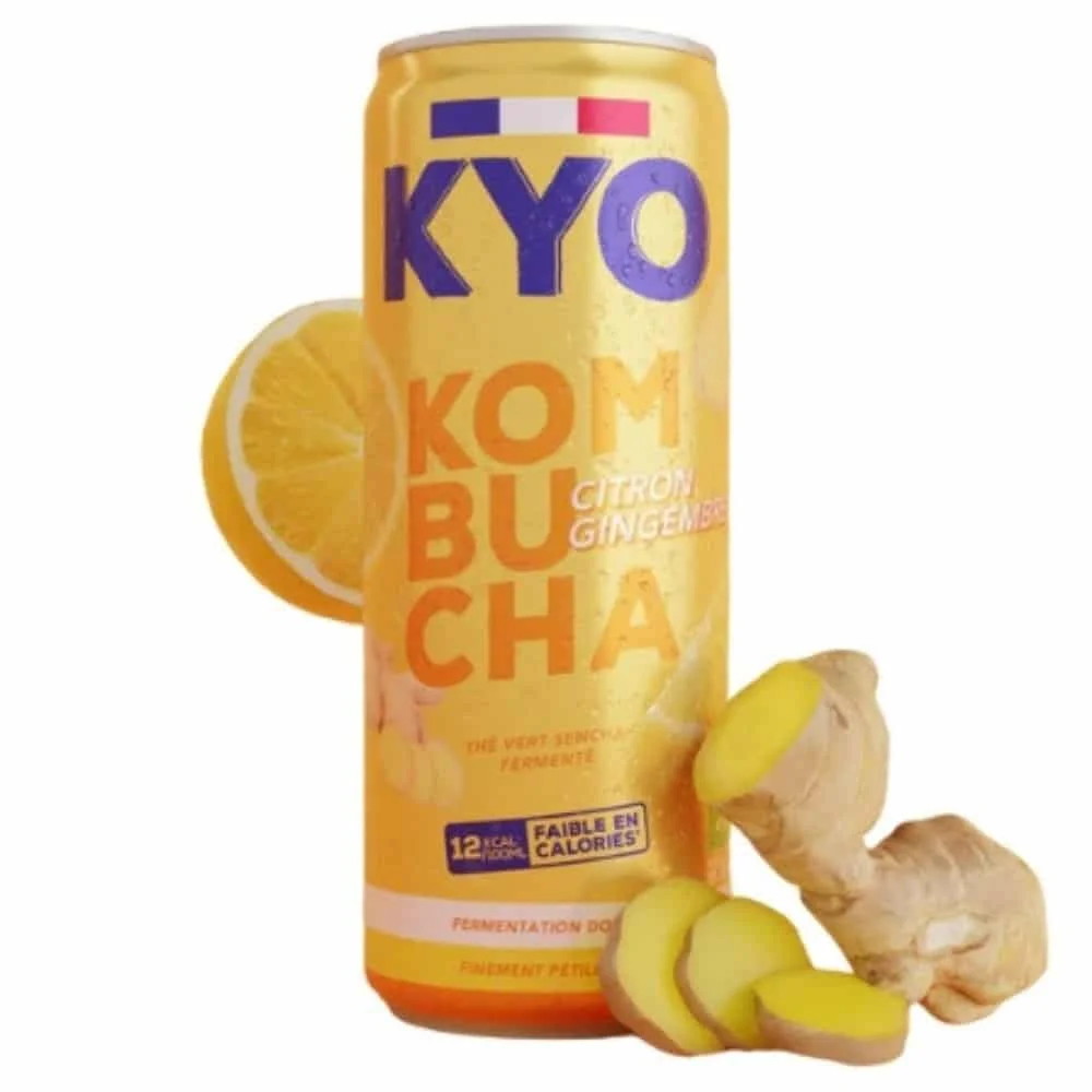 kyo-kombucha-citron-et-gingembre-the-vert-sencha-fermente-bio-330ml.jpg Canette dorée Kyo kombucha citron gingembre thé vert sencha bio 330 ml