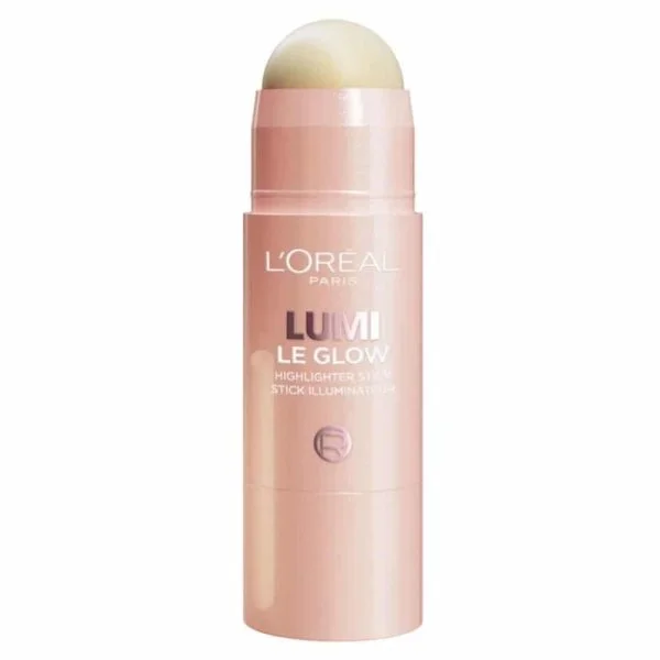 Stick illuminateur doré ouvert, packaging rose gold L'Oréal Paris Lumi Le Glow