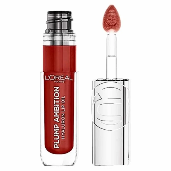 Tube et embout applicateur du lip oil L'Oréal Paris teinte bordeaux profond