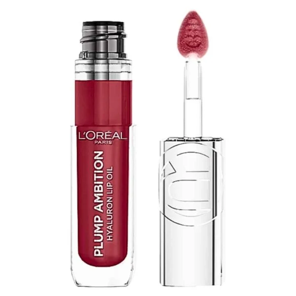 Tube et embout applicateur du lip oil L'Oréal Paris teinte framboise intense