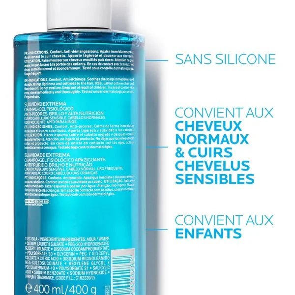 La Roche-Posay Kerium Doux Extrême Shampoing-Gel Physiologique 400ml – photo 2